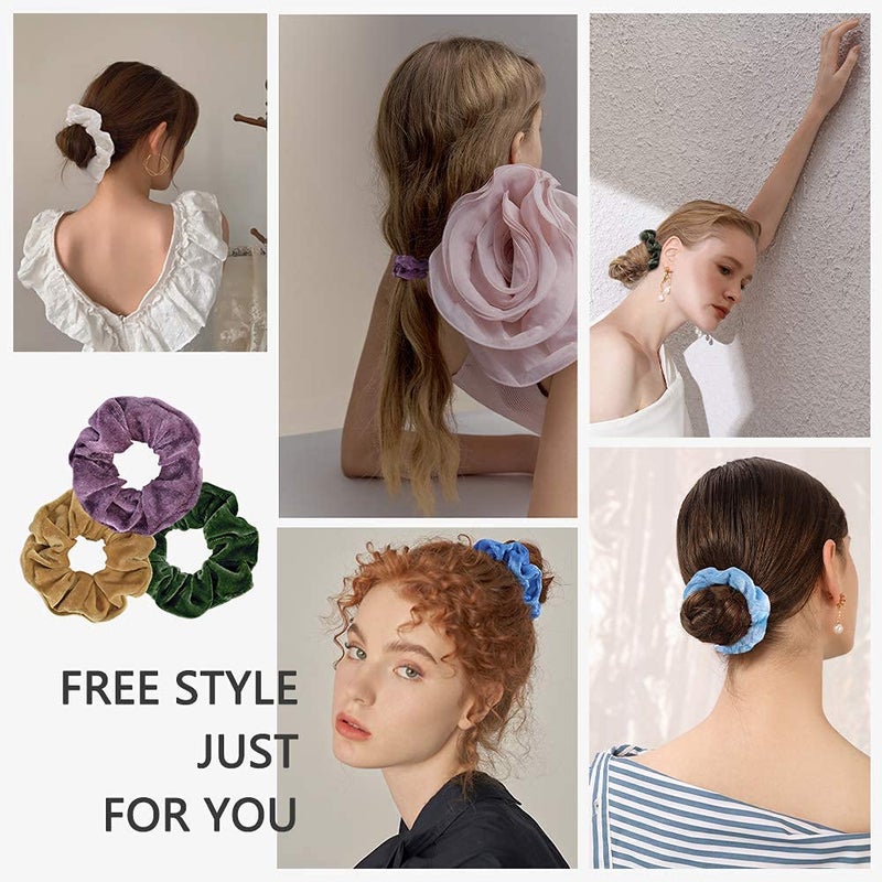 Cehomi 75 Pcs Velvet Hair Scrunchies Hair Bands for Women or Girls,Elastic Soft Ponytail Holder Hair Ties for Birthday, Party, Thanksgiving, Christmas, Multicolor - Image 2